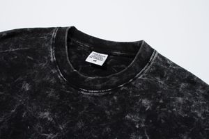 เสื้อยืดสีดำแนวสตรีทแวร์ฟอกสีกรดไซส์ใหญ่พิเศษเสื้อยืดผ้าฝ้ายแนวสตรีทแวร์แนวสตรีทแวร์สไตล์วินเทจ - Product Image 2