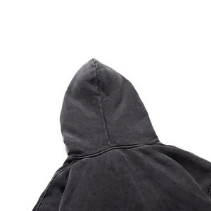 Sweat à capuche vintage épais personnalisé Patchwork Acid Washed Zip up Embroidery Distressed Hoodie pour hommes - Product Image 4