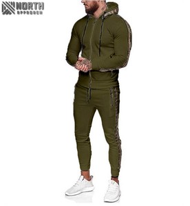 Fabricante de ropa deportiva Regular Fit Hoodies Jogger Set de manga larga con cremallera completa Chándales de entrenamiento de invierno para hombres Vintage 100% - Product Image 4