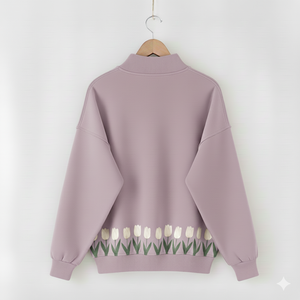 Sweat-shirt ample à col montant en tricot imprimé pour femmes décontracté, pull d'hiver ample, écologique, respirant, streetwear pour - Product Image 1