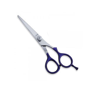 Ciseaux de salon en acier inoxydable manche enduit bleu ciseaux à cheveux de coiffeur vis réglable pour la beauté - Product Image 1