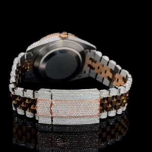 Montre sport en quartz avec diamants Moissanite VVS pour homme, cadran de 41 mm, plaqué or bicolore, acier inoxydable entièrement serti, cadeau - Product Image 4