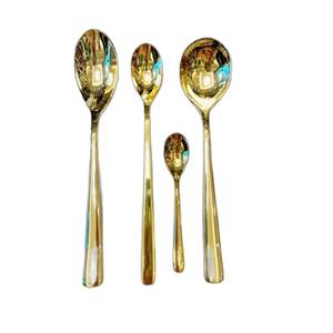 Service à salade en laiton de haute qualité, ensemble de vaisselle de luxe, poignée en acier inoxydable écologique, style moderne, vente en gros depuis l'Inde - Product Image 3