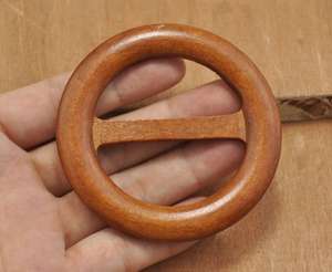 Elegant handcrafted wooden <b>scarf</b> ring with smooth finish, adding natural charm and secure hold to any outfit. - Product Image 3