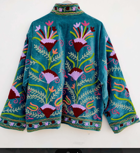 Veste en velours brodée à la main avec un motif floral, style décontracté, pour les occasions de fête ou un usage quotidien - Product Image 5