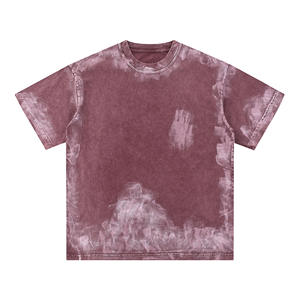 T-shirt à col rond personnalisable pour hommes en coton délavé à l'acide surdimensionné imprimé vintage blanchi t-shirts Boxy en détresse vente en gros - Product Image 4