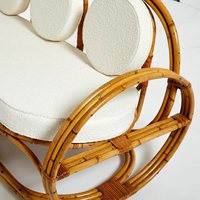 Canapé vintage en rotin avec design circulaire, meubles bohèmes pour le salon