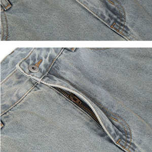 Pantalones vaqueros lavados al por mayor kivotech, pantalones vaqueros holgados de alta calidad para hombre y mujer - Product Image 3