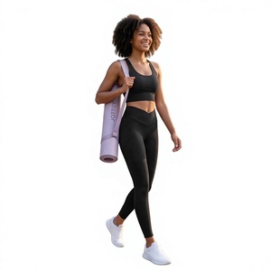 Shorts de yoga taille haute sans couture, couleur unie, taille élastique, en Spandex/Nylon, séchage rapide, pour femme - Product Image 2