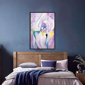 Toile imprimée : élégante illustration graphique florale rose et violette, toile encadrée noire - Product Image 1