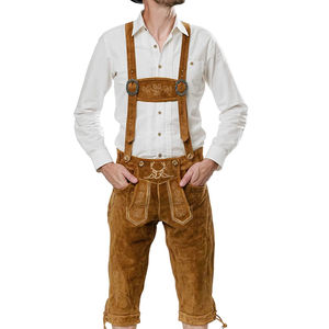 Best Quality <b>Men's</b> Bavarian Costume 100% Genuine Cow Suede <b>Leather</b> Breathable Plus Size Mid Waist Knee Length <b>Shorts</b> High Street - Product Image 2