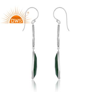 Última Venta de plata chapada en paladio Aventurina natural Cuarzo verde y pendientes de piedras preciosas Cz Diseño personalizado Fabricante de joyas - Product Image 4