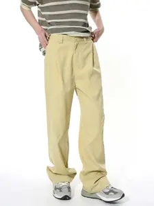Fabrika custom-made erkek bahar yeni ürün temel rahat gevşek örtü düz renk kat-uzunluk rahat pantolon için trendy erkekler