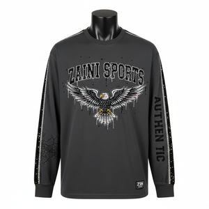 เสื้อยืดแขนยาว ผ้าคอตตอนผสมโพลีเอสเตอร์ เนื้อผ้าเรียบ สีเทาเข้ม ด้านข้างพิมพ์โลโก้ตามสั่ง เสื้อยืดแขนยาว สำหรับผู้ชาย - Product Image 6