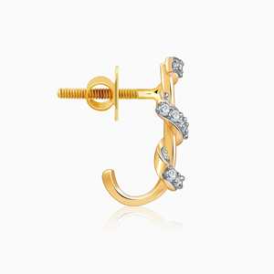 ต่างหูเพชรรูปเกลียวสีทอง J Hoop - Product Image 5