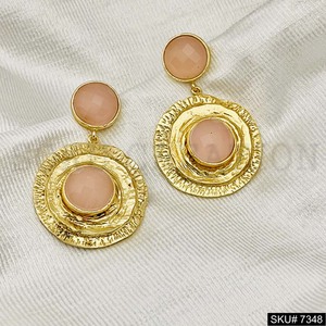 Ensemble de bijoux plaqué or SKU7348 Unique Drop and Dangle Boucle d'oreille Pendentif avec anneau réglable pour les mariages - Product Image 3