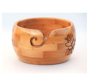 Cuenco de hilo de madera hecho a mano con elegante diseño de hoja grabada, perfecto para tejer y ganchillo, artesano único - Product Image 5