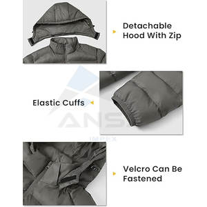 Chaqueta acolchada con capucha resistente al agua OEM para hombre, abrigo de invierno acolchado ligero y cálido con diseño de 4 bolsillos, proveedor a granel de fábrica - Product Image 4