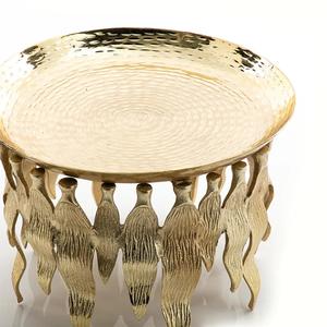 Plateau de service à gâteau en métal de forme ronde présentoir pièce maîtresse de mariage et de fête assiette à gâteau en aluminium plateau de service plaqué or - Product Image 2