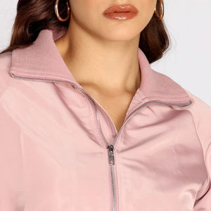 Wholesale 2025 New Arrival High Quality Ladies Satin Jacket In <b>Low</b> MOQ <b>Top</b> Trending Product Lightweight <b>Women</b> Bomber Jacket - Product Image 6