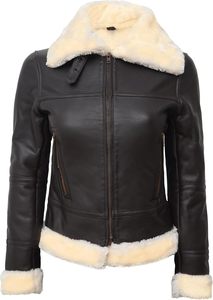 Lujosa chaqueta de cuero para mujer, chaqueta bomber recortada de piel de cordero con cremallera frontal con exquisita chaqueta de cuero de oveja - Product Image 2