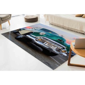 Alfombra con Estampado de Auto Clásico: Decoración Automotriz Retro, Alfombra de Chenilla - Product Image 3