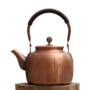 Bouilloire finie en or pour thé café servant une bouilloire à thé en métal gravée Design vaisselle thé expresso fournitures - Product Image 3