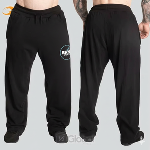 Pantalon de survêtement polaire d'hiver pour homme, brodé, plissé plat, taille mi-haute, coupe ample, pour musculation, entraînement en salle de sport, en coton, style jogger - Product Image 3