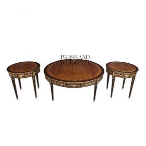 Ensemble de table basse et table d'appoint en bois rond de luxe - Product Image 1