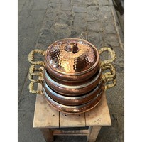 Casserole en cuivre de qualité supérieure, de qualité commerciale, avec couvercle et poignée en laiton, compatible avec les cuisinières à induction, passe au lave-vaisselle