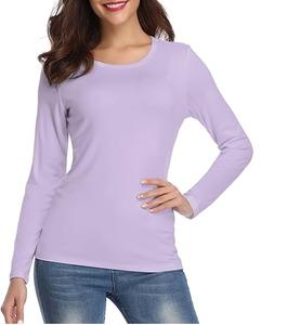 T-shirts à manches longues pour femmes à la mode de haute qualité Logo personnalisé T-shirts à manches longues décontractés à prix bon marché - Product Image 3