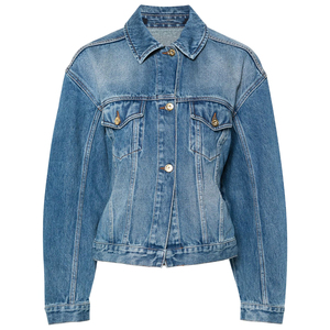Vestes en jean pour femmes avec logo de marque personnalisé de haute qualité revers bleu pour femmes lavées avec dos veste en jean élégante - Product Image 6