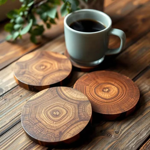 ที่รองแก้วทำจากไม้หลายชิ้นสำหรับงานหัตถกรรมที่ทำด้วยมือถาดรองแก้วไม้ไผ่มี6แพ็กพร้อมที่จับ - Product Image 1