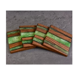 Wholesale Resin and Wood Coasters Hot Sale Resin Mat & Pad Handmade Wood Resin Coaster <b>Placemat</b> High Quality Tea Serving Coaster - Product Image 1