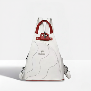 <b>Lady</b> Stylish Water-Resistant Compact Vegan Leather <b>Backpack</b> Detachable Strap Fashionable Vintage Print Office National Polyester - Product Image 6