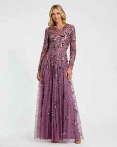 <b>Dress</b> Crystal Embellished Back Front Logo <b>Maxi</b> <b>Chiffon</b> Gown gracefully designed with the beads and the sequins Female Prom - Product Image 3