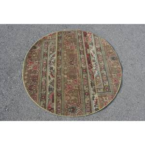 Alfombra turca de área grande, clásica, marrón, roja, 4,1x4,1 pies, estilo Kilim, látex de lana abstracto, 10mm de espesor, para decoración de habitación de pasillo - Product Image 1