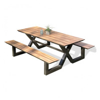 Table de pique-nique extérieure en bois de parc de conception moderne banc meubles de jardin table à manger extérieure