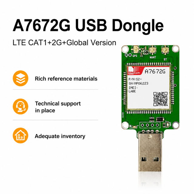 SIMCOM A7672G USB Dongle LTE Cat1 Global Version Cellular Module No GNSS 4G IoT Modem Wireless Communication WiFi USB Dongle