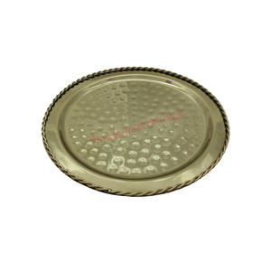 Forma ovalada hecha en la India Bandeja DE SERVICIO DE METAL martillado de alta calidad con borde de ilustraciones de cuerda Vajilla personalizable y artículos de servicio - Product Image 3