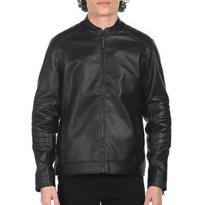 Blouson de moto en cuir enduit de toile coupe-vent pour homme, haute qualité, nouveau style décontracté streetwear, logo frontal, vente en gros - Product Image 4