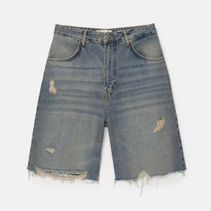 กางเกงขาสั้นผ้ายีนส์สำหรับผู้ชายกางเกงขาสั้นผ้าเดนิมสตรีทแวร์ประดับพลอยเทียมสำหรับฤดูร้อน - Product Image 5