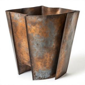 Maceta ovalada vintage con patrones de hojas texturizadas y tono de lavado de bronce hecha para jardines elegantes o centros de mesa rústicos de interior - Product Image 1