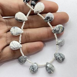 Cuentas de Briolette con forma de pera facetada de alta calidad, piedras preciosas naturales, ópalo de dendrita, suministros de cuentas al por mayor - Product Image 2