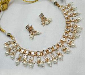 INDIAN TRADITIONAL <b>and</b> FASHIONABLE COPPER JEWELLERY <b>BRIDAL</b> WEDDING JEWELLERY <b>SET</b> for WOMEN <b>EARRINGS</b> <b>and</b> <b>NECKLACE</b> <b>SET</b> - Product Image 1