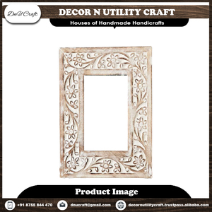 Handmade Wooden Mirror <b>Frame</b> Rectangular Oval Cutout Classic Design Tabletop Vertical Orientation - Product Image 6
