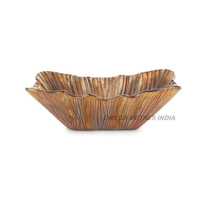 Bol rond en métal ajouré doré de bonne qualité avec un motif de feuille élégant pour la décoration et le service - Product Image 3