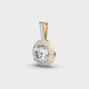 Diamant de laboratoire de coupe ronde avec pendentif Halo 2.50ct or jaune 14K VS1 clarté E couleur pour les femmes pendentif en diamant - Product Image 2