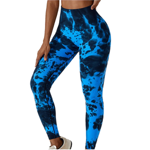 Vente en gros OEMSeamless Tie Dye Leggings de course de haute qualité respirant taille haute lifting des fesses leggings d'entraînement élastiques - Product Image 5