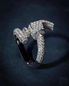 Anillo estilo martillo, hip hop, plata de ley, con diamante moissanita, último diseño, para regalo de compromiso, fiesta, moda para mujer. - Product Image 1